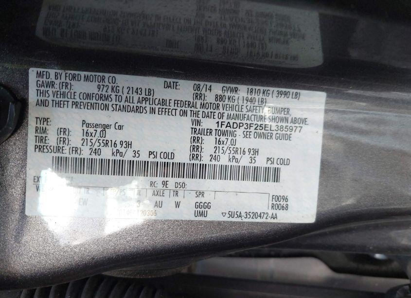 Photo 9 of 2014 Ford Focus SE (VIN 1FADP3F25EL385977)