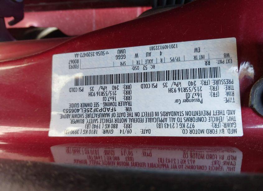 Photo 9 of 2014 Ford Focus SE (VIN 1FADP3F25EL406553)