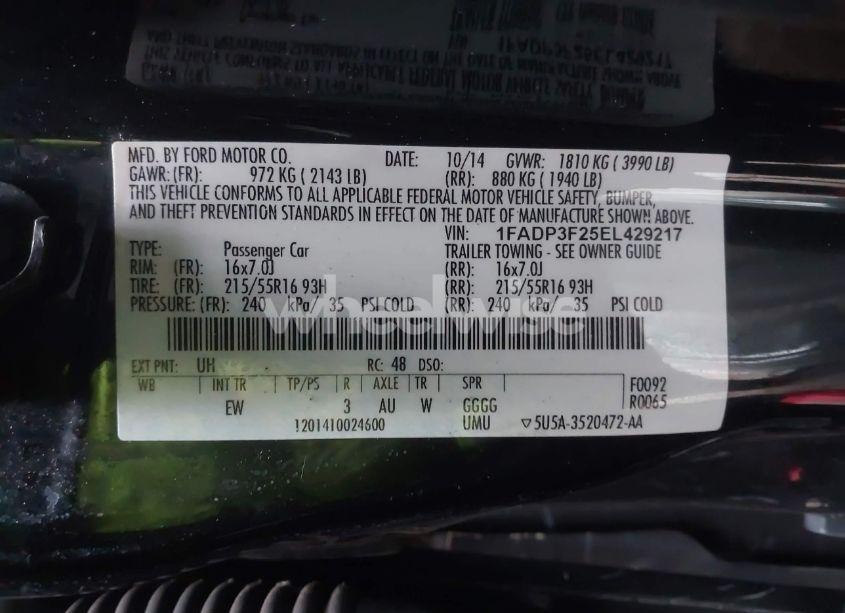 Photo 9 of 2014 Ford Focus SE (VIN 1FADP3F25EL429217)