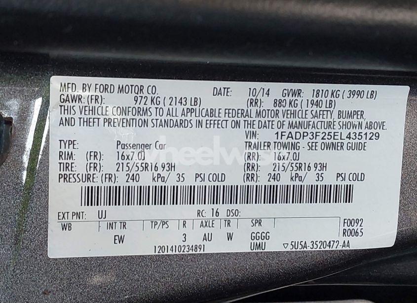 Photo 9 of 2014 Ford Focus SE (VIN 1FADP3F25EL435129)