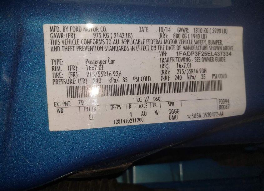 Photo 9 of 2014 Ford Focus SE (VIN 1FADP3F25EL437334)