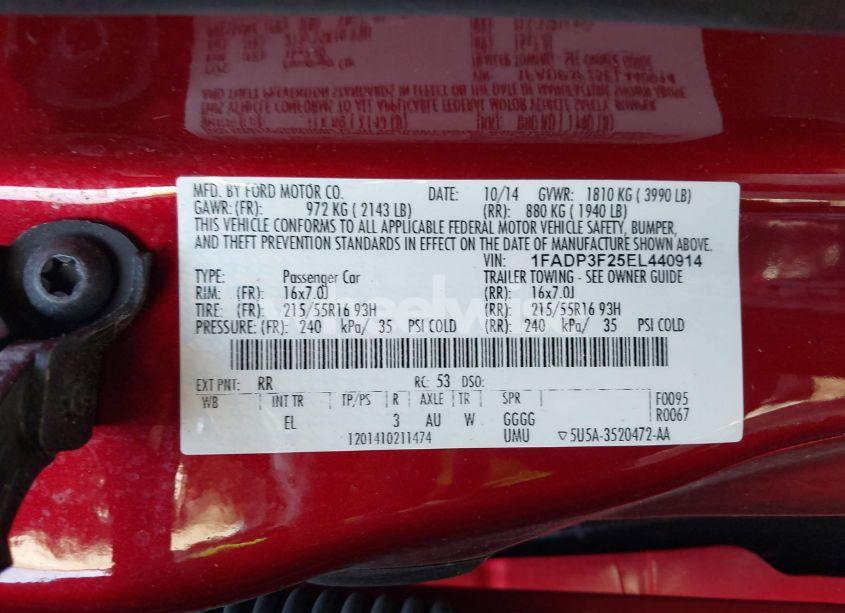 Photo 9 of 2014 Ford Focus SE (VIN 1FADP3F25EL440914)