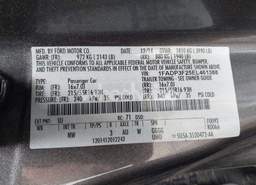 Photo 9 of 2014 Ford Focus SE (VIN 1FADP3F25EL461388)