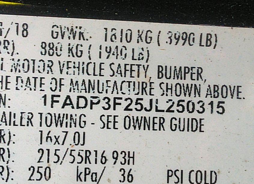 Photo 9 of 2018 Ford Focus SE (VIN 1FADP3F25JL250315)