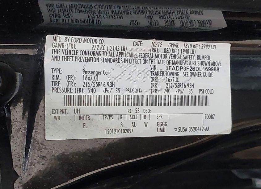 Photo 9 of 2013 Ford Focus SE (VIN 1FADP3F26DL169988)