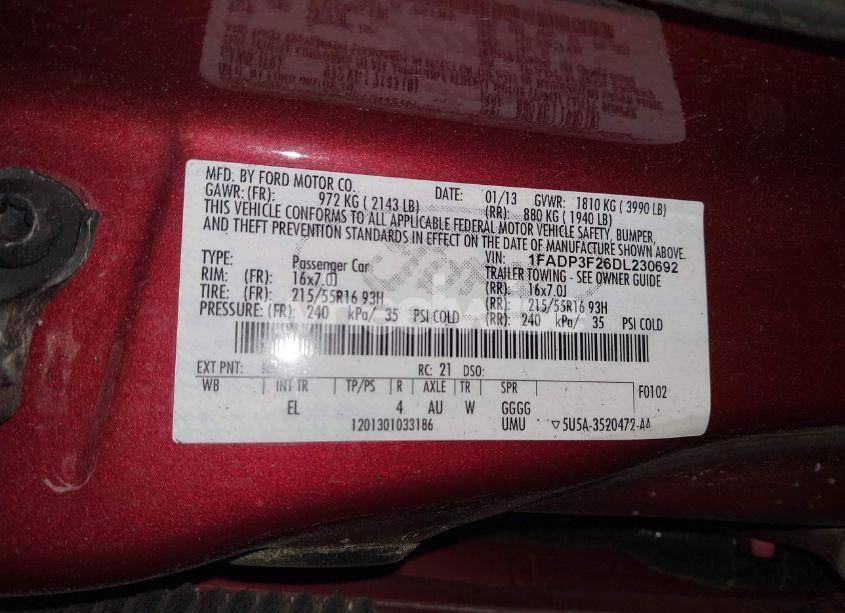 Photo 9 of 2013 Ford Focus SE (VIN 1FADP3F26DL230692)