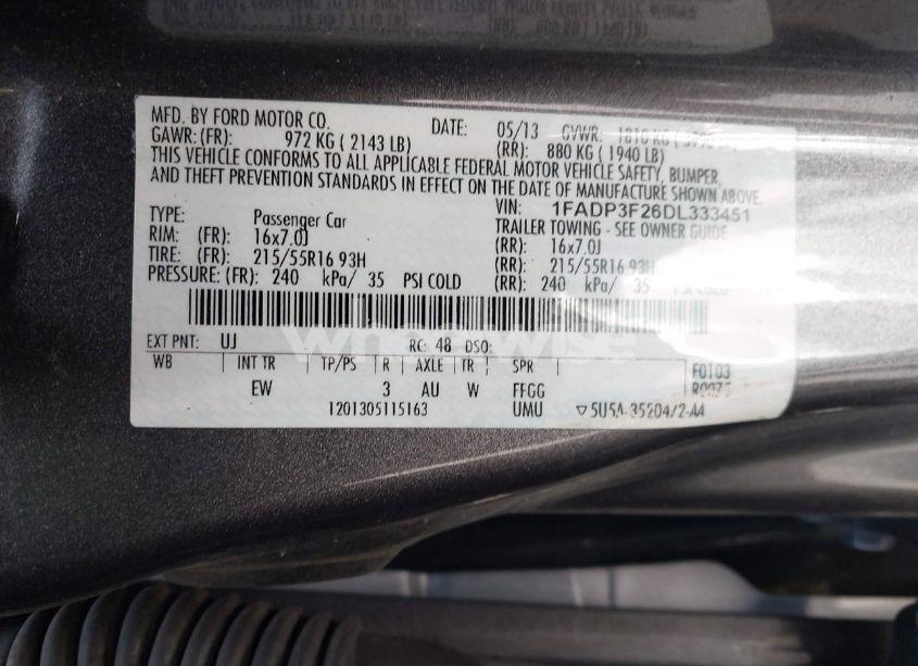 Photo 9 of 2013 Ford Focus SE (VIN 1FADP3F26DL333451)