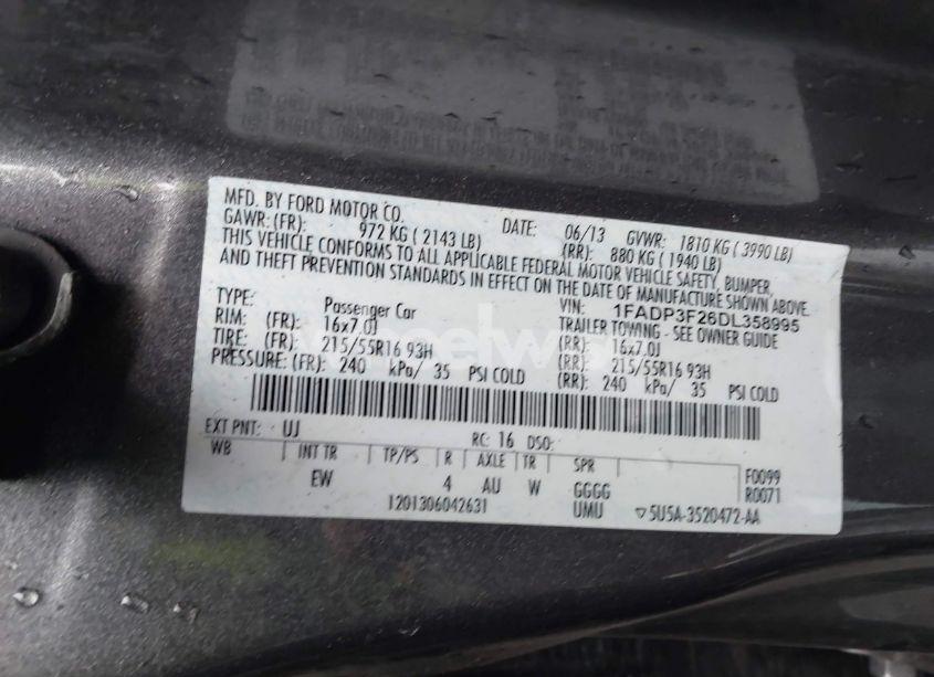 Photo 9 of 2013 Ford Focus SE (VIN 1FADP3F26DL358995)