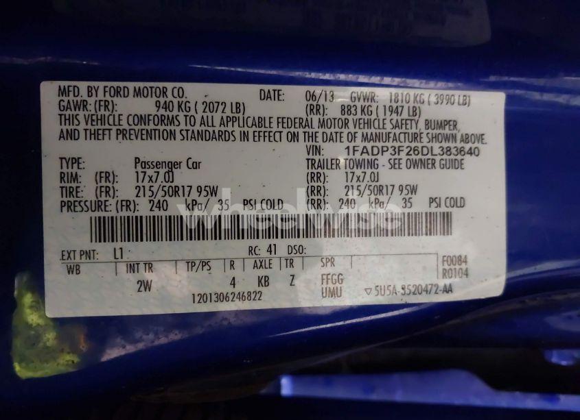 Photo 9 of 2013 Ford Focus SE (VIN 1FADP3F26DL383640)