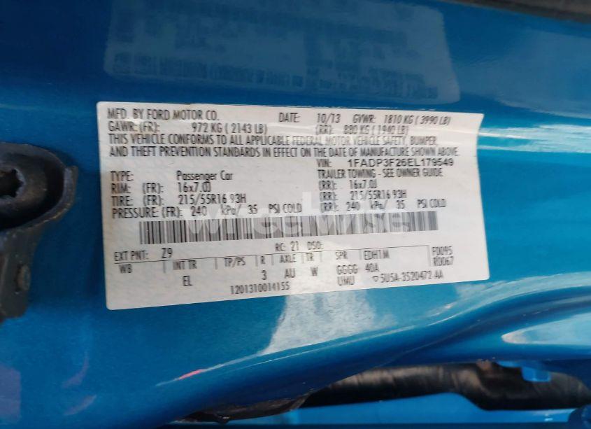 Photo 9 of 2014 Ford Focus SE (VIN 1FADP3F26EL179549)