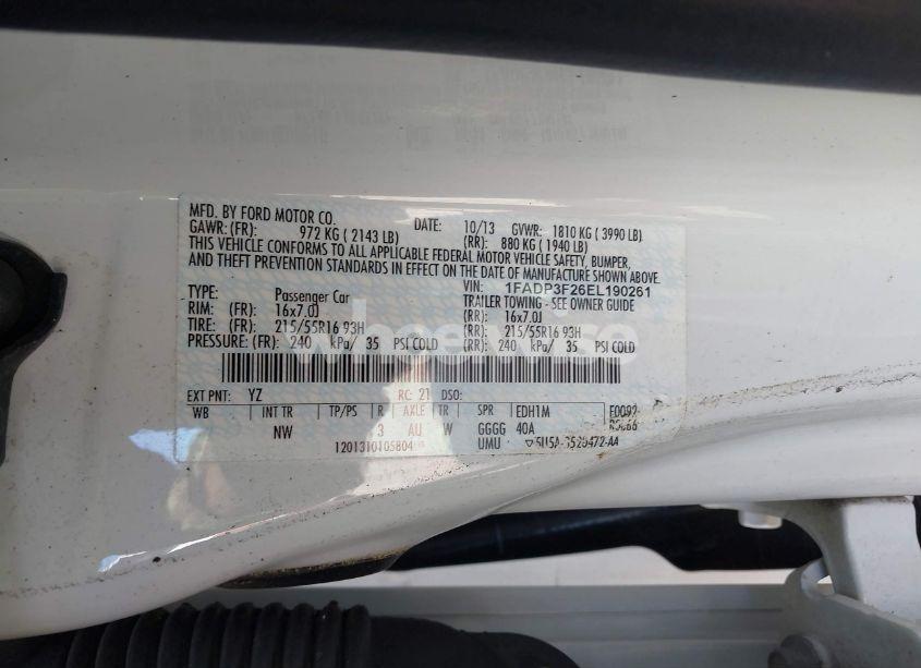 Photo 9 of 2014 Ford Focus SE (VIN 1FADP3F26EL190261)