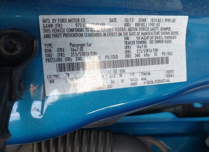 Photo 9 of 2014 Ford Focus SE (VIN 1FADP3F26EL196920)