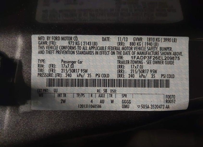 Photo 9 of 2014 Ford Focus SE (VIN 1FADP3F26EL209875)