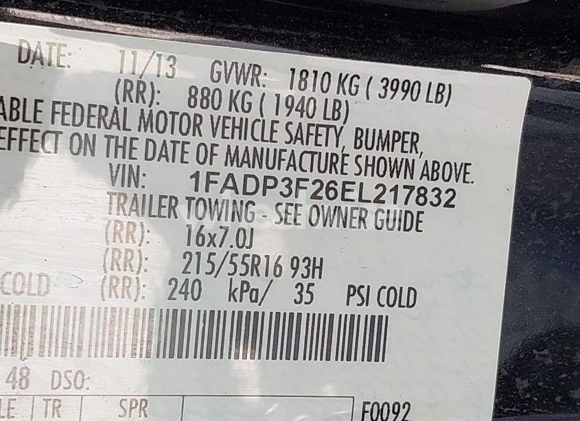 Photo 9 of 2014 Ford Focus SE (VIN 1FADP3F26EL217832)