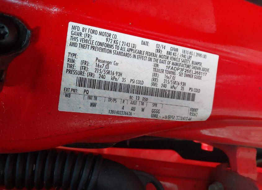 Photo 9 of 2014 Ford Focus SE (VIN 1FADP3F26EL268117)