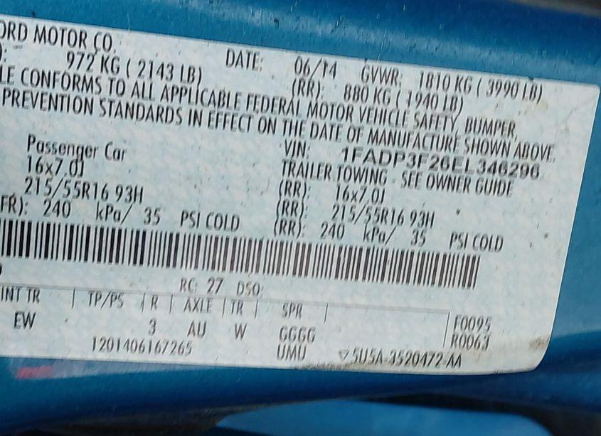 Photo 9 of 2014 Ford Focus SE (VIN 1FADP3F26EL346296)