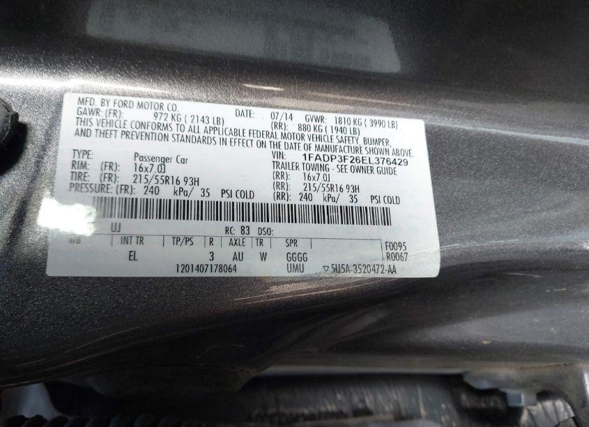 Photo 9 of 2014 Ford Focus SE (VIN 1FADP3F26EL376429)