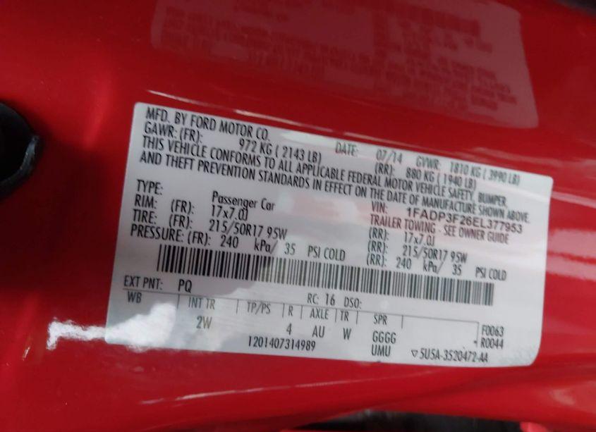 Photo 9 of 2014 Ford Focus SE (VIN 1FADP3F26EL377953)