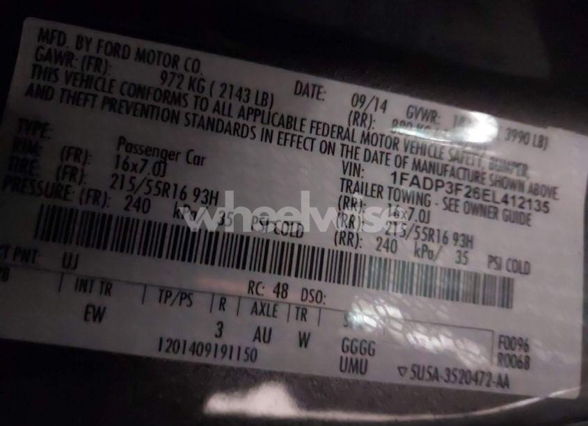 Photo 9 of 2014 Ford Focus SE (VIN 1FADP3F26EL412135)