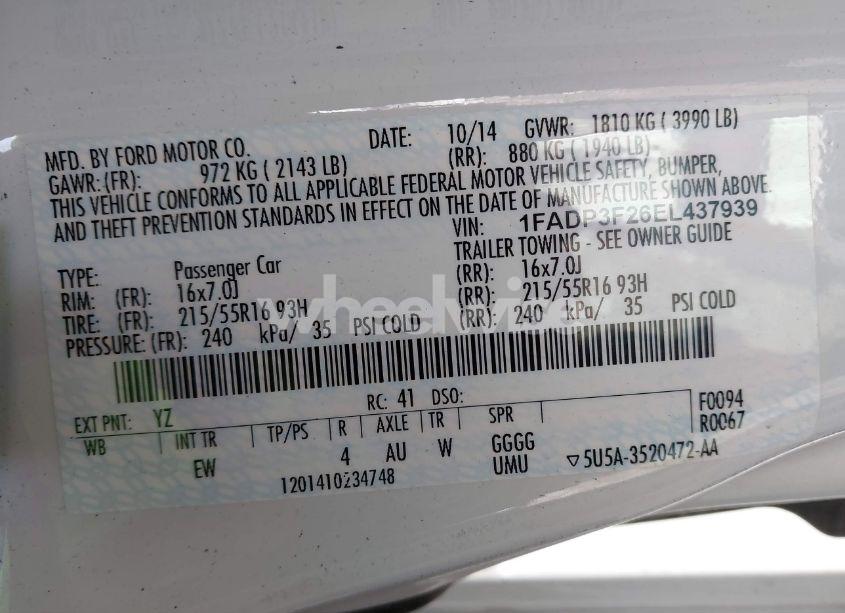 Photo 9 of 2014 Ford Focus SE (VIN 1FADP3F26EL437939)