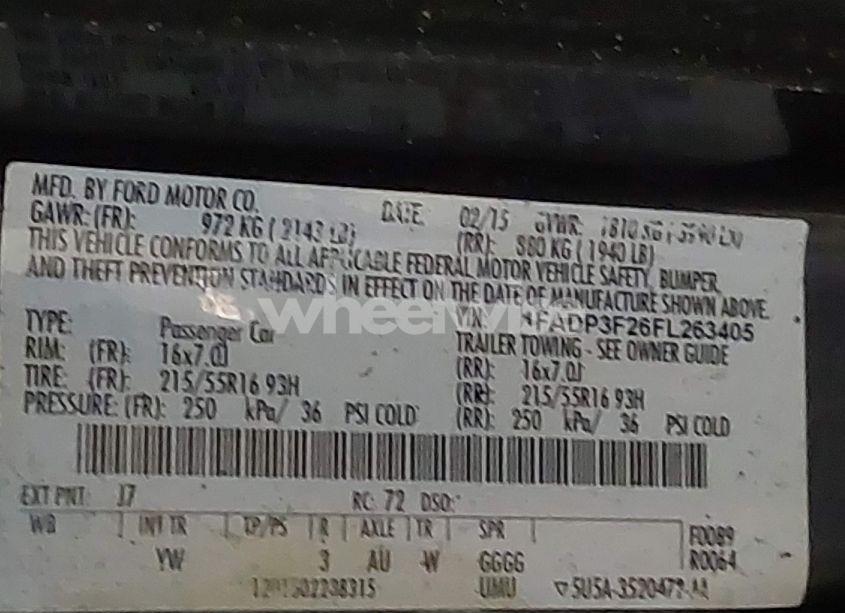 Photo 9 of 2015 Ford Focus SE (VIN 1FADP3F26FL263405)