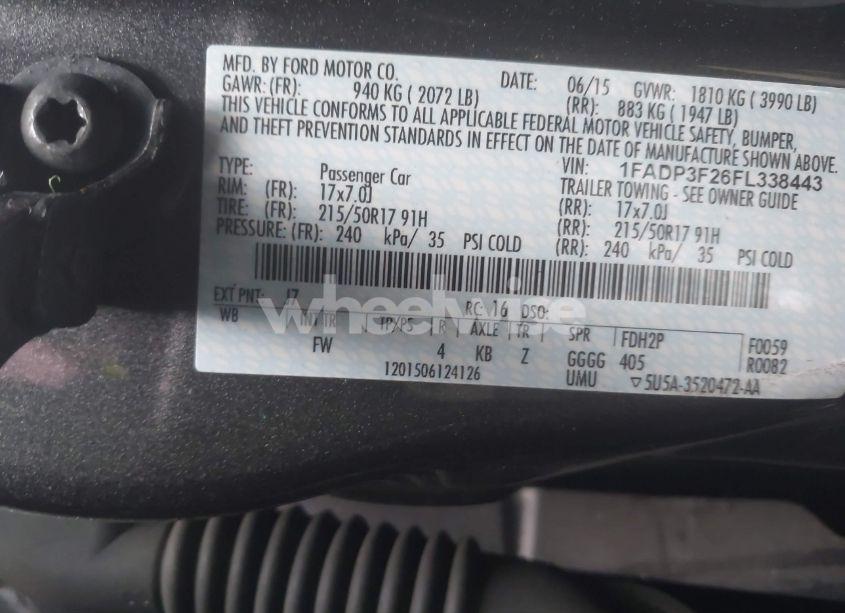 Photo 9 of 2015 Ford Focus SE (VIN 1FADP3F26FL338443)