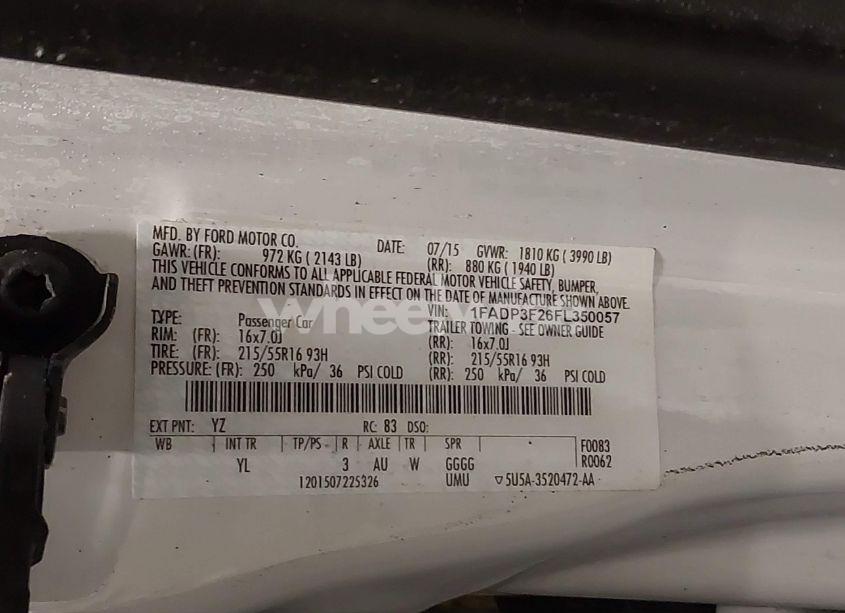 Photo 9 of 2015 Ford Focus SE (VIN 1FADP3F26FL350057)