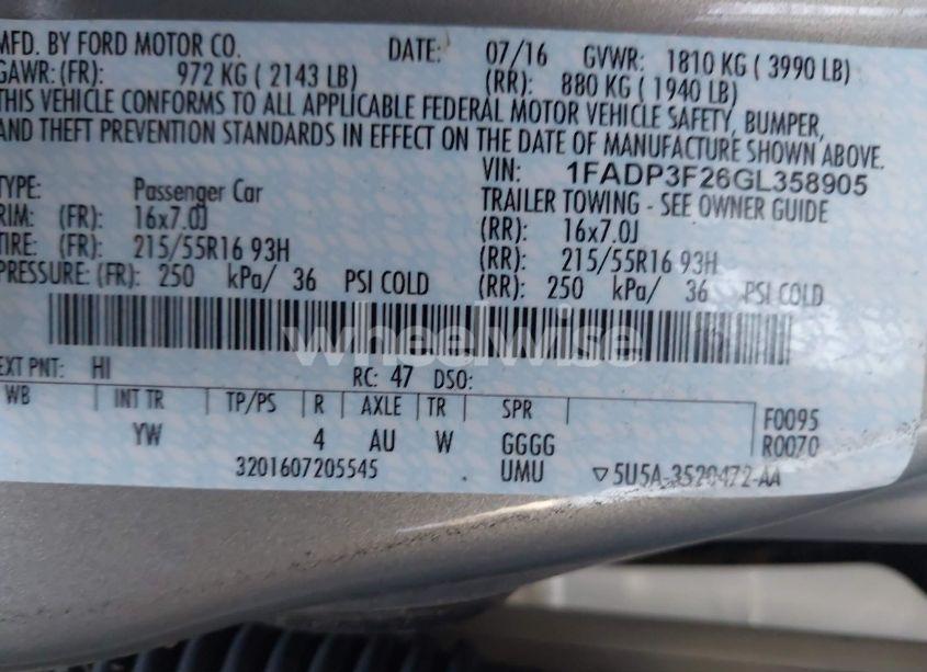 Photo 9 of 2016 Ford Focus SE (VIN 1FADP3F26GL358905)