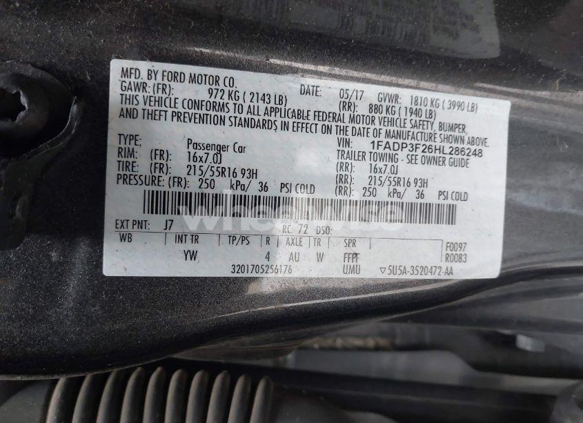 Photo 9 of 2017 Ford Focus SE (VIN 1FADP3F26HL286248)