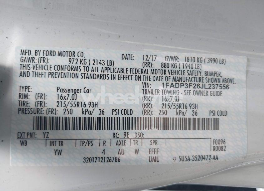 Photo 9 of 2018 Ford Focus SE (VIN 1FADP3F26JL237556)