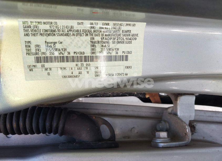 Photo 9 of 2013 Ford Focus SE (VIN 1FADP3F27DL104339)