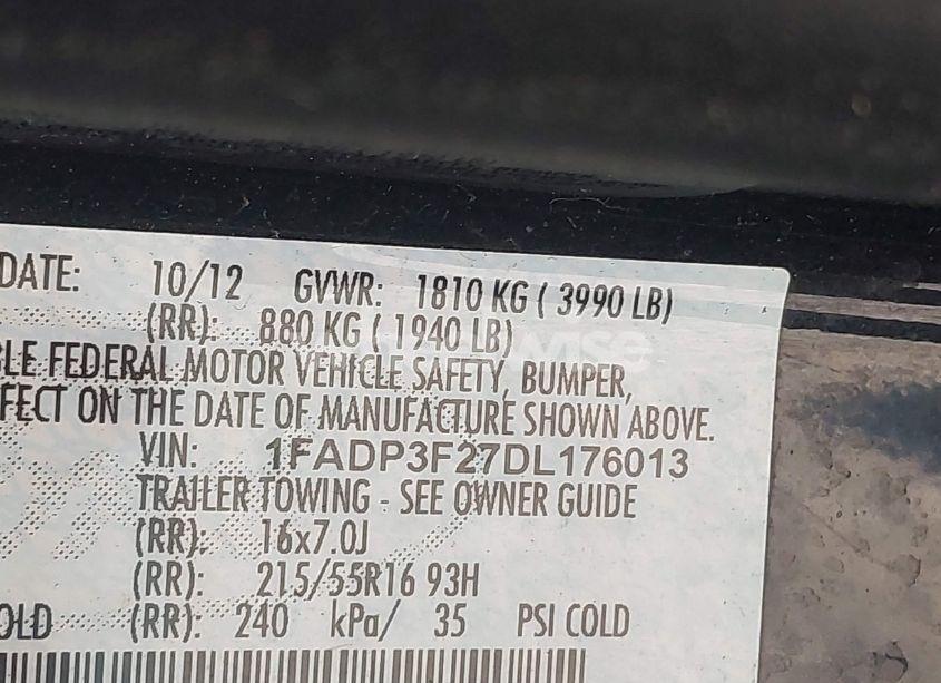 Photo 9 of 2013 Ford Focus SE (VIN 1FADP3F27DL176013)