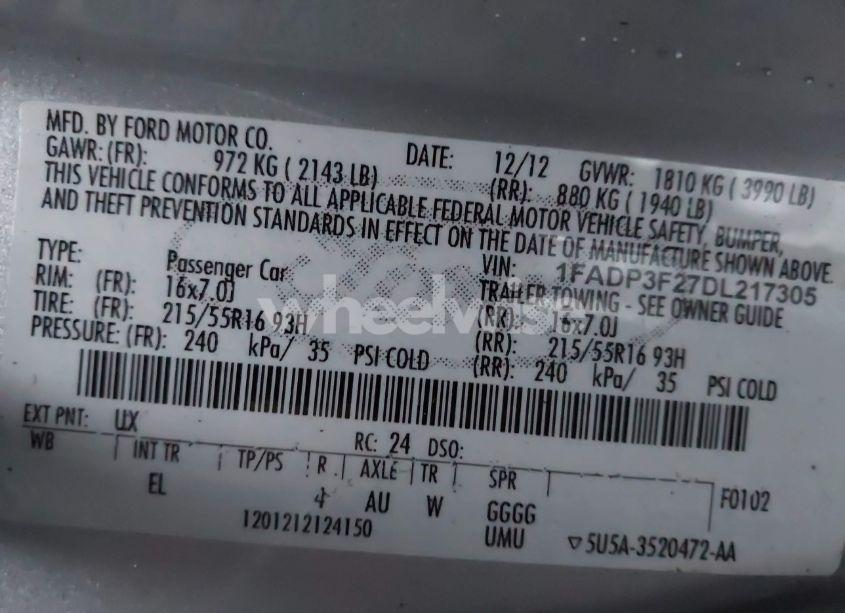 Photo 9 of 2013 Ford Focus SE (VIN 1FADP3F27DL217305)