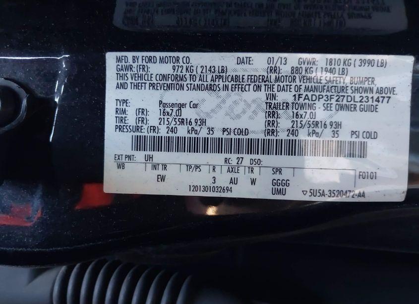 Photo 9 of 2013 Ford Focus SE (VIN 1FADP3F27DL231477)