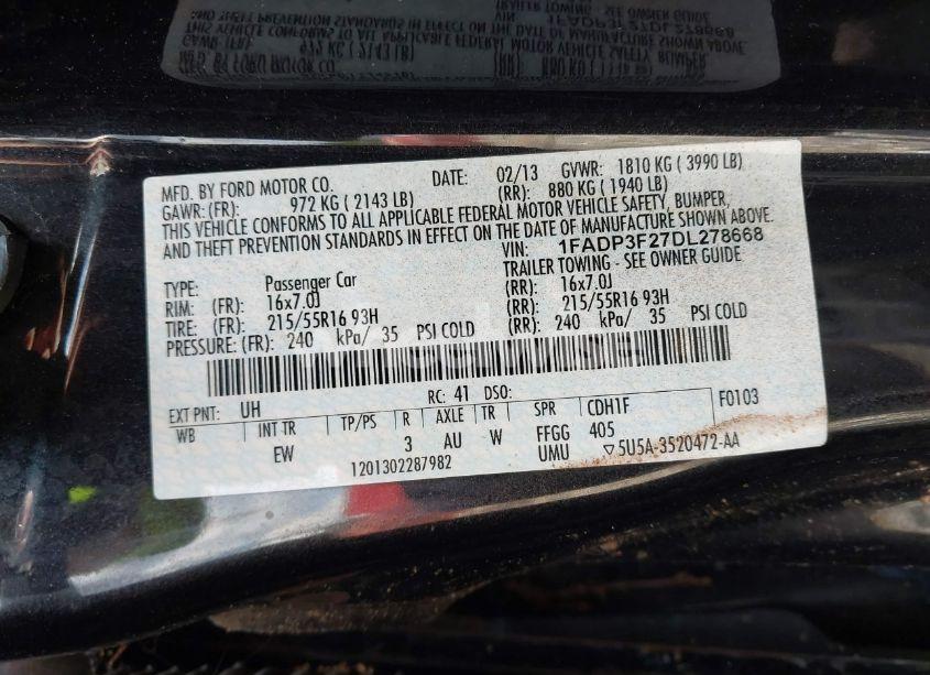 Photo 9 of 2013 Ford Focus SE (VIN 1FADP3F27DL278668)