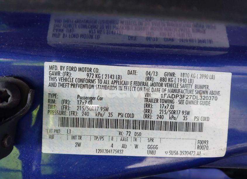 Photo 9 of 2013 Ford Focus SE (VIN 1FADP3F27DL320370)