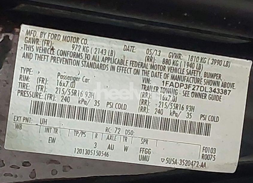 Photo 9 of 2013 Ford Focus SE (VIN 1FADP3F27DL343387)