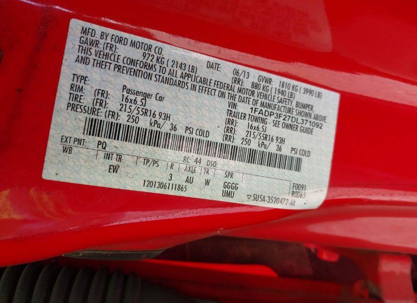 Photo 9 of 2013 Ford Focus SE (VIN 1FADP3F27DL371092)