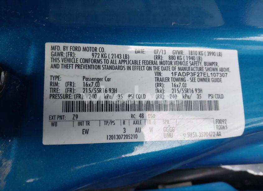 Photo 9 of 2014 Ford Focus SE (VIN 1FADP3F27EL107307)