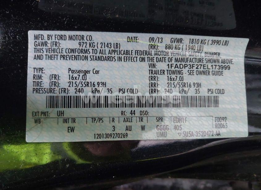 Photo 9 of 2014 Ford Focus SE (VIN 1FADP3F27EL173999)