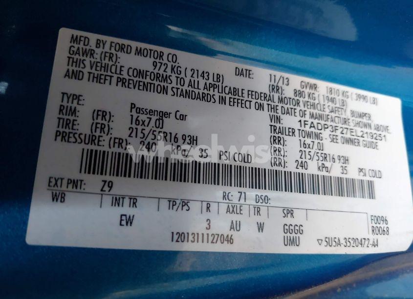 Photo 9 of 2014 Ford Focus SE (VIN 1FADP3F27EL219251)