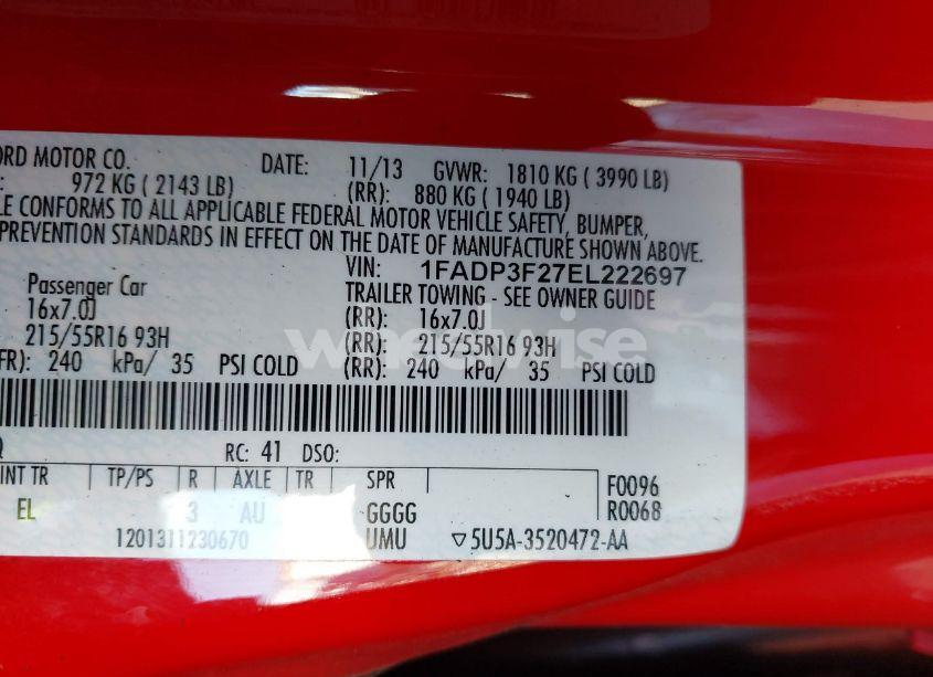 Photo 9 of 2014 Ford Focus SE (VIN 1FADP3F27EL222697)