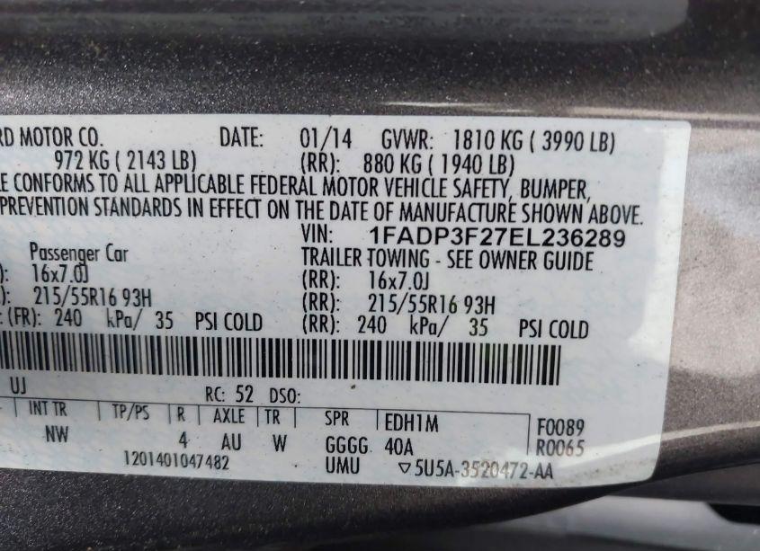 Photo 9 of 2014 Ford Focus SE (VIN 1FADP3F27EL236289)