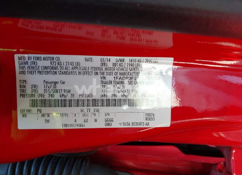 Photo 9 of 2014 Ford Focus SE (VIN 1FADP3F27EL331032)