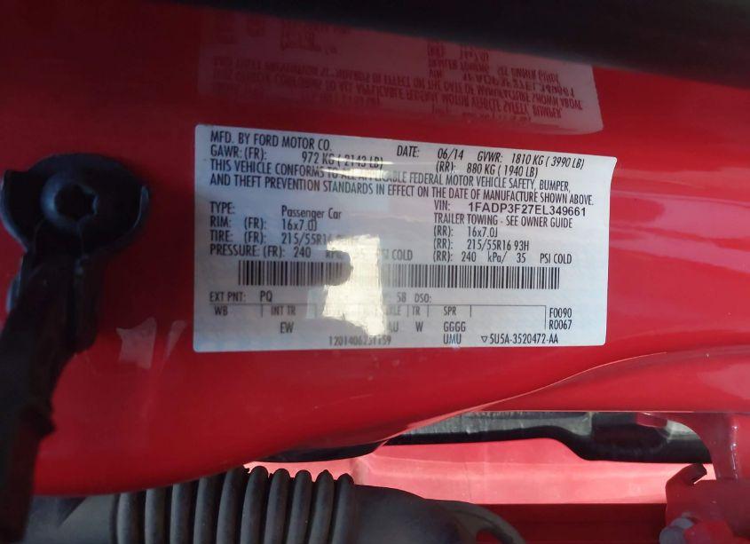 Photo 9 of 2014 Ford Focus SE (VIN 1FADP3F27EL349661)