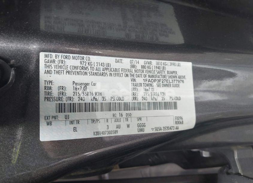 Photo 9 of 2014 Ford Focus SE (VIN 1FADP3F27EL377976)