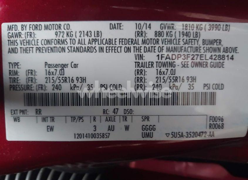 Photo 9 of 2014 Ford Focus SE (VIN 1FADP3F27EL428814)