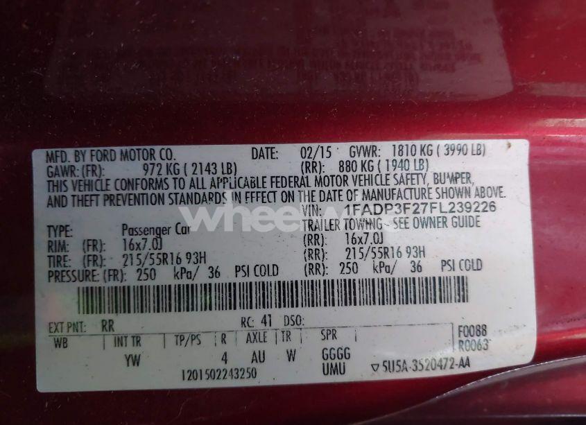 Photo 9 of 2015 Ford Focus SE (VIN 1FADP3F27FL239226)