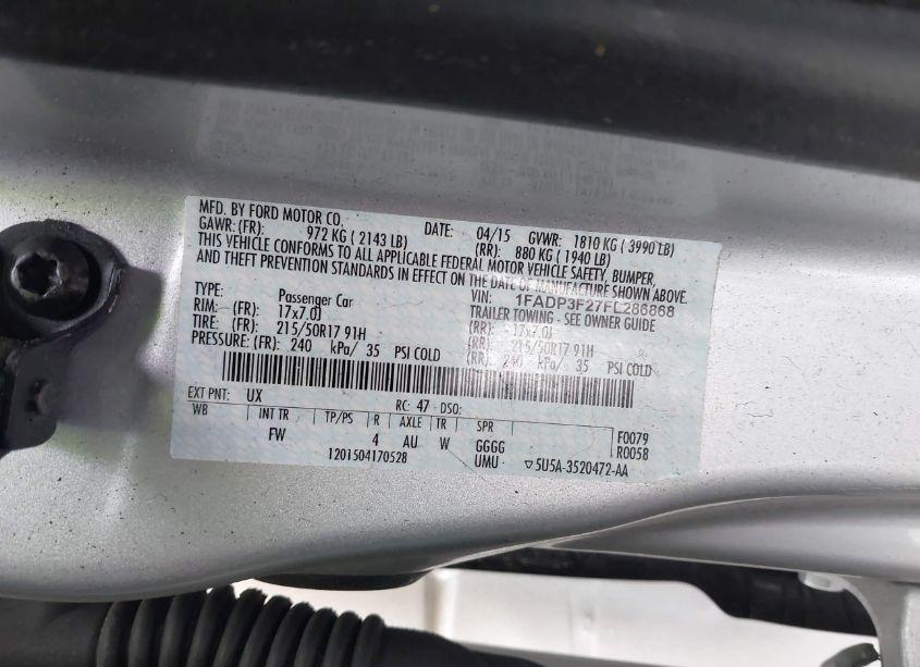 Photo 9 of 2015 Ford Focus SE (VIN 1FADP3F27FL286868)