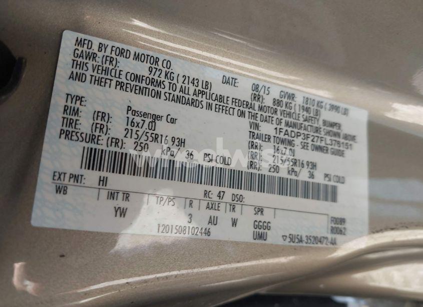 Photo 9 of 2015 Ford Focus SE (VIN 1FADP3F27FL376151)